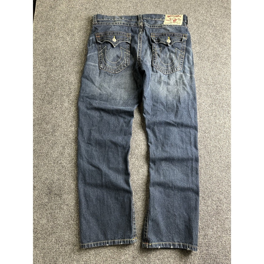 Mens True Religion World Tour Made in USA Blue Denim Jeans, Size 40